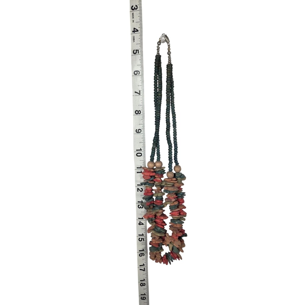 Unbranded Wood Seed Bead Layered Necklace Womens Multicolor Boho Earthy Tribal